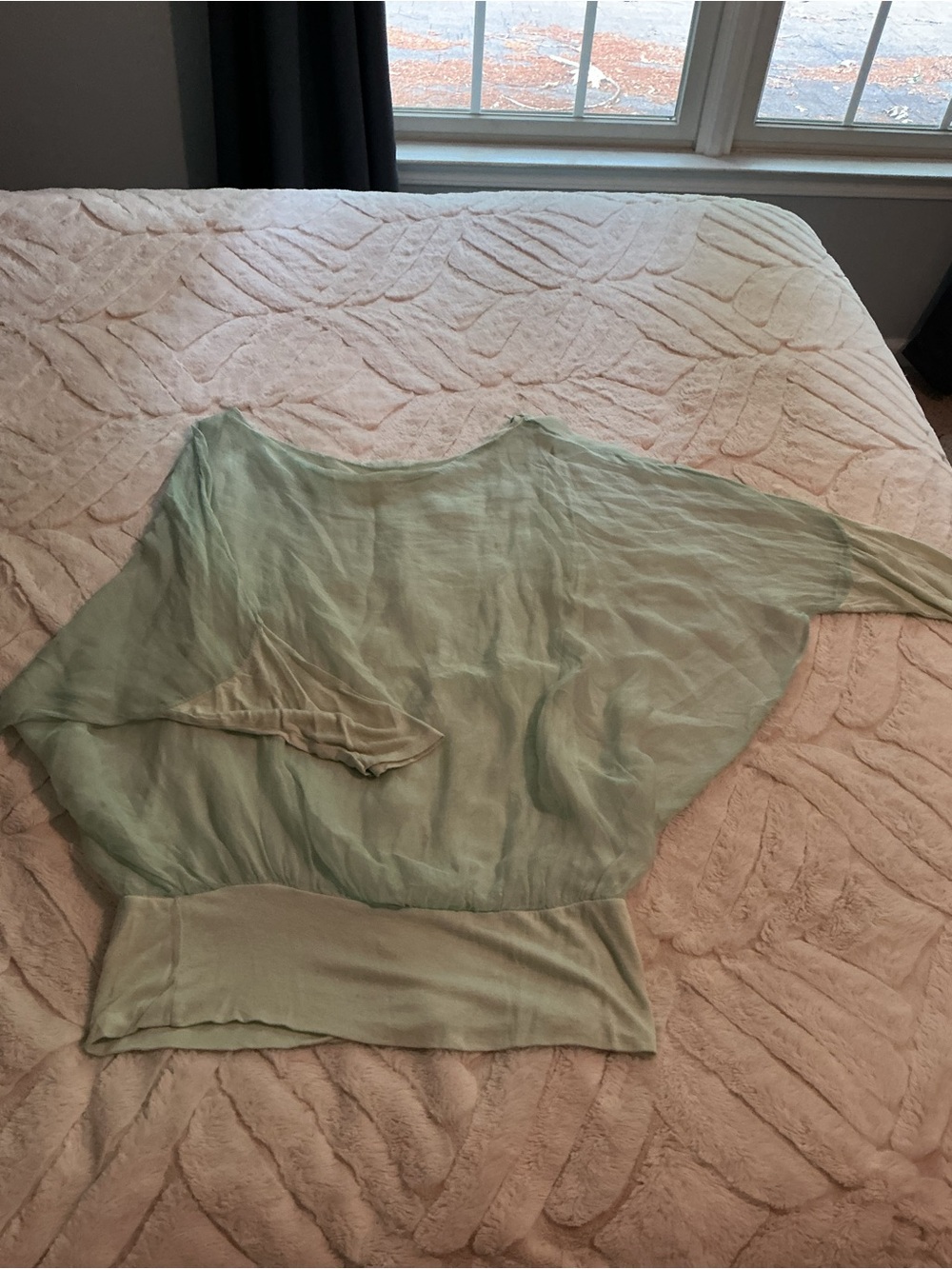 Light Sage Sheer Batwing Top